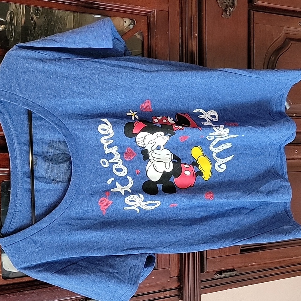 Disney top, blue mickey and Minnie size 2xl